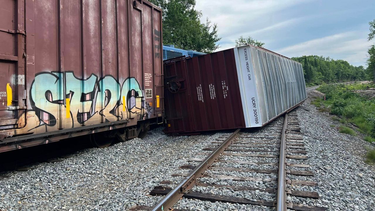 A train derailed Tuesday, July 3, near the Mattawamkeag/Winn in Penobscot County. (Lincoln Fire Department)