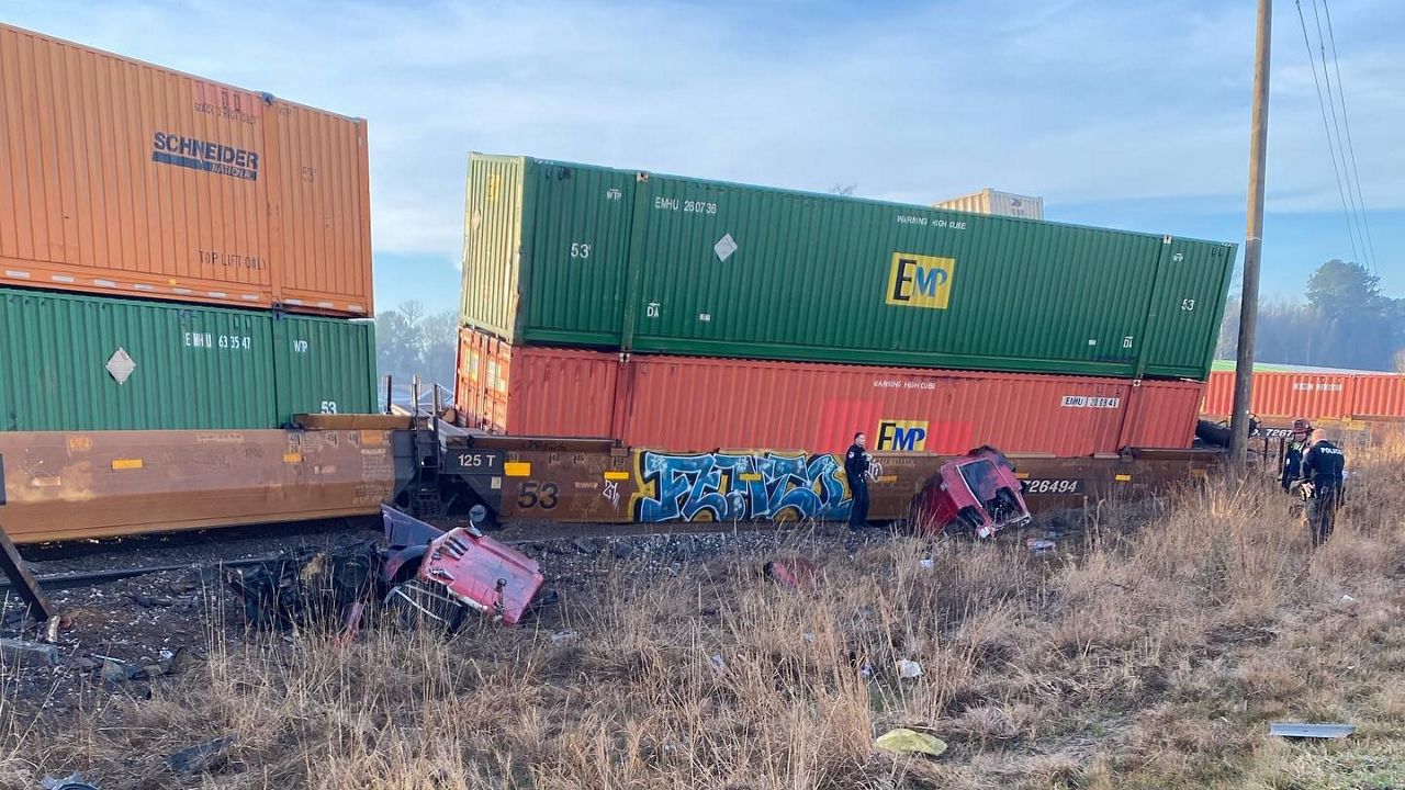 Multiple train cars were derailed due to the accident. (East Montgomery County Fire Department Facebook)