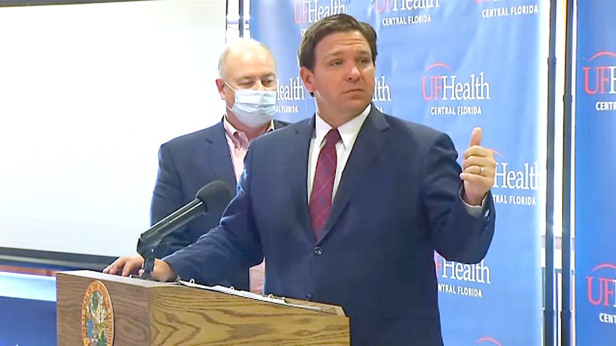 Gov. Ron DeSantis speaks Tuesday at The Villages.