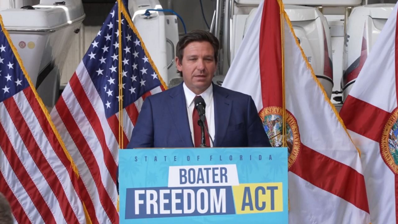 Florida Gov. Ron DeSantis signed the Boater Freedom Act into law Monday in Panama City. (Office of the Governor)