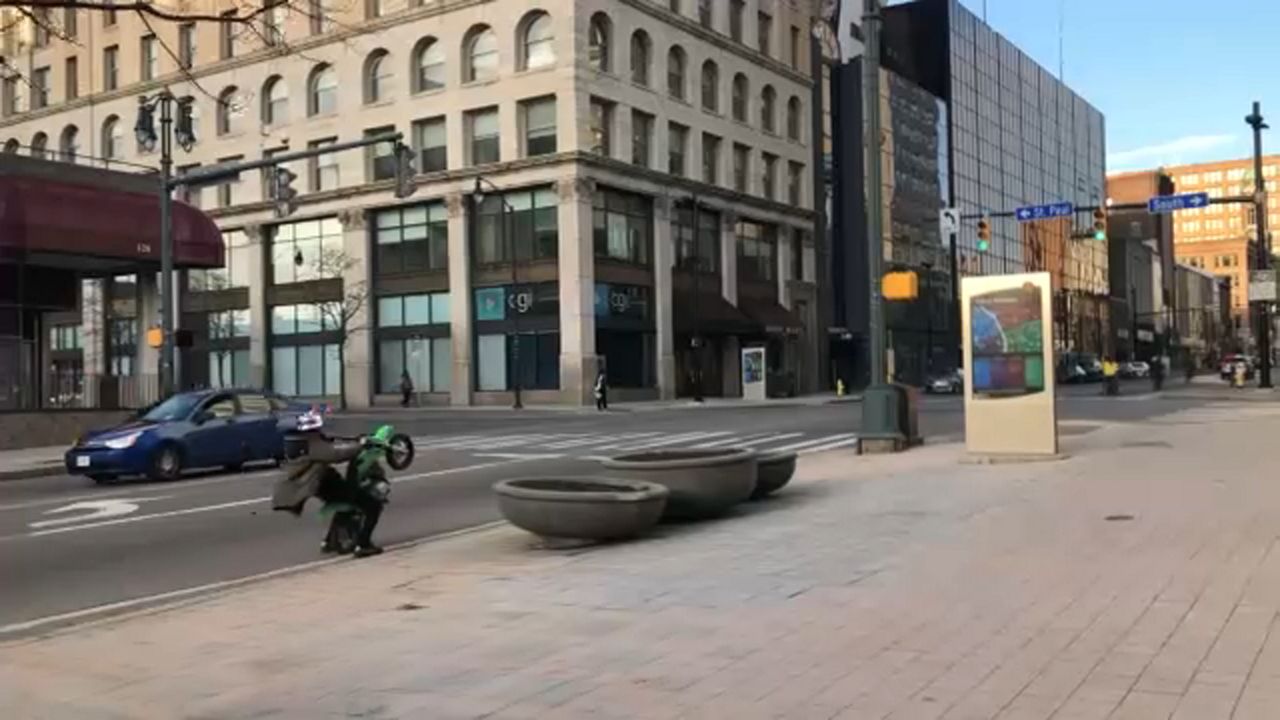 Dirt bike on city street