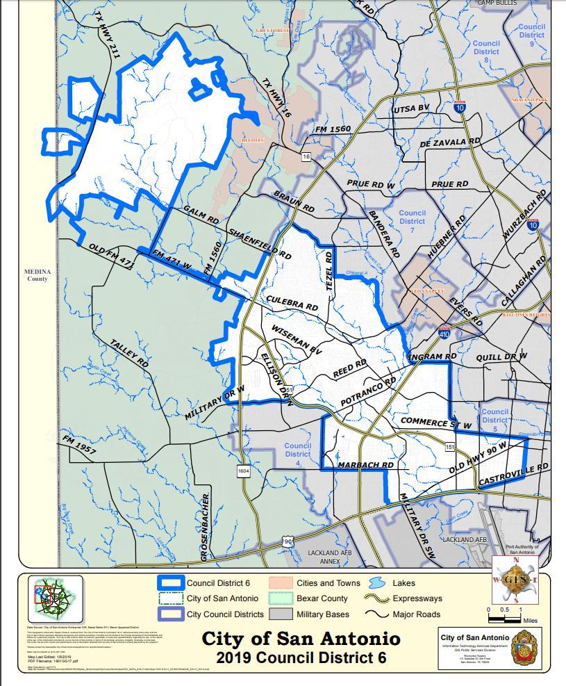 San Antonio District Map Verjaardag Vrouw