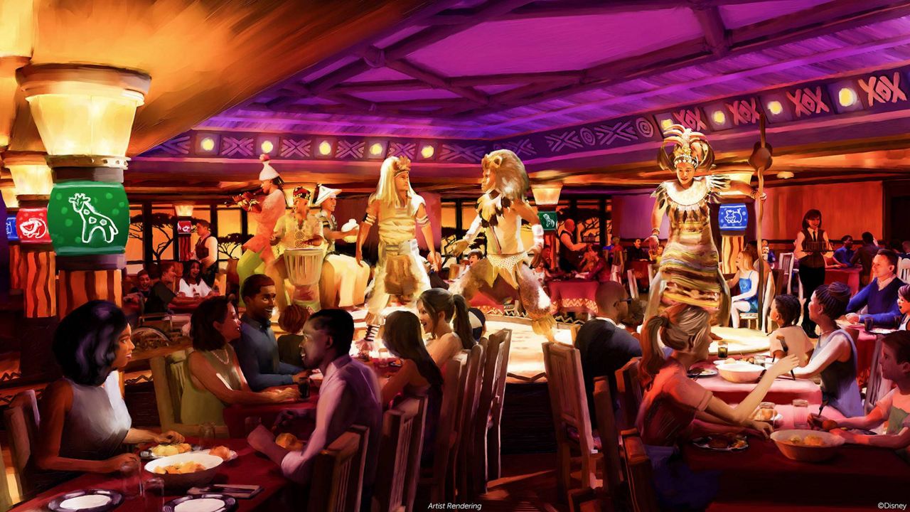 The iconic songs and legendary moments of “The Lion King” will come to life at Pride Lands: Feast of The Lion King aboard the Disney Destiny cruise ship. The dining experience will be celebrating music from the Walt Disney Animation Studios film that continues to transcend generations. (Artist Rendering Courtesy: Disney)