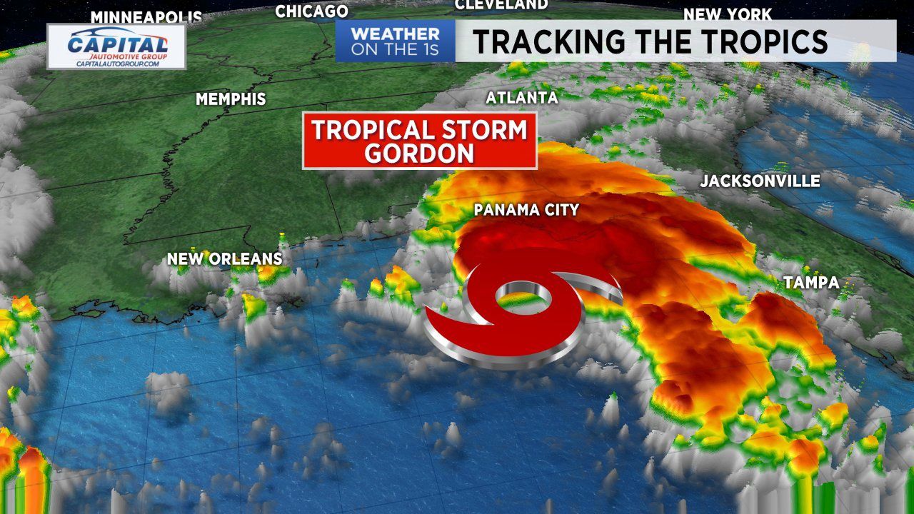 Tropical Storm Gordon will likely strengthen to a category 1 hurricane Tuesday evening.