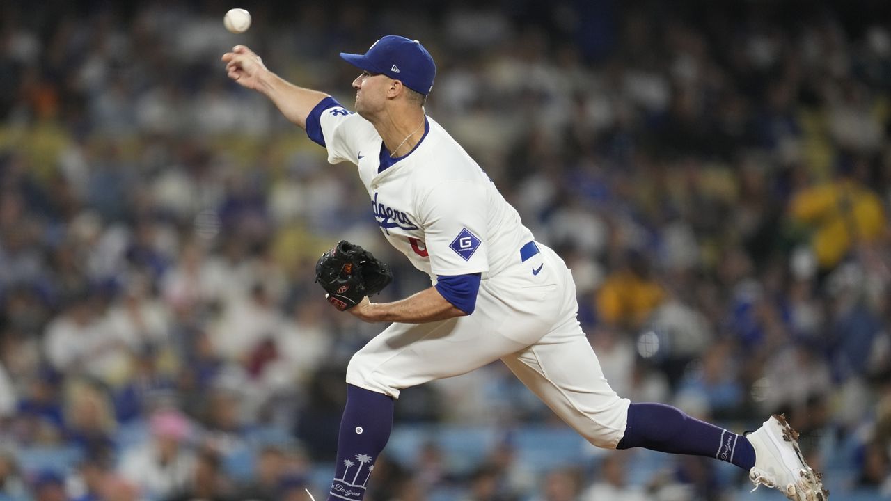 Jack Flaherty will pitch Game 1 against the Mets for the Dodgers. (AP Photo/Ashley Landis)