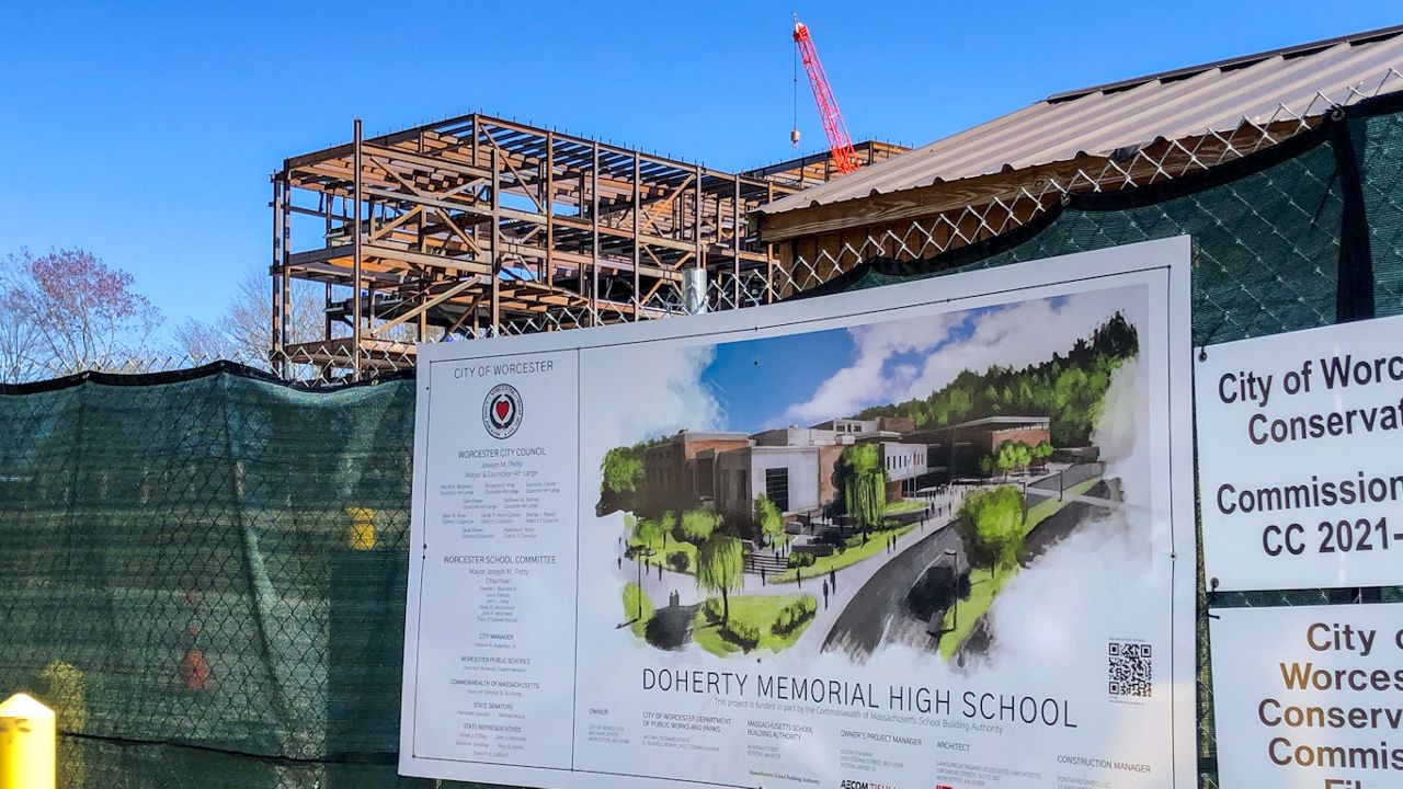 The construction site at the new Doherty Memorial High School in May.