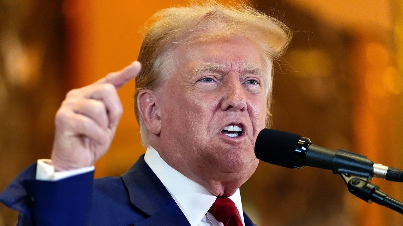 Former President Donald Trump speaks during a news conference at Trump Tower, May 31, 2024, in New York. (AP Photo/Julia Nikhinson)