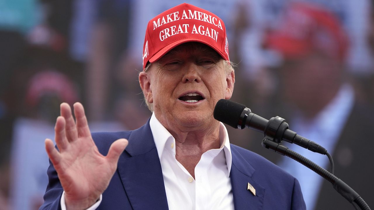 Republican presidential candidate former President Donald Trump speaks at a campaign rally June 9, 2024, in Las Vegas. (AP Photo/John Locher, File)