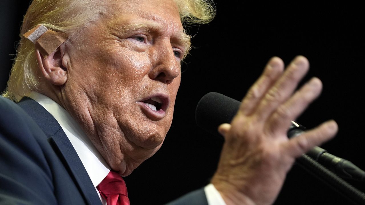 Republican presidential candidate and former President Donald Trump speaks at a campaign rally, July 20, 2024, in Grand Rapids, Mich. (AP Photo/Evan Vucci, File)