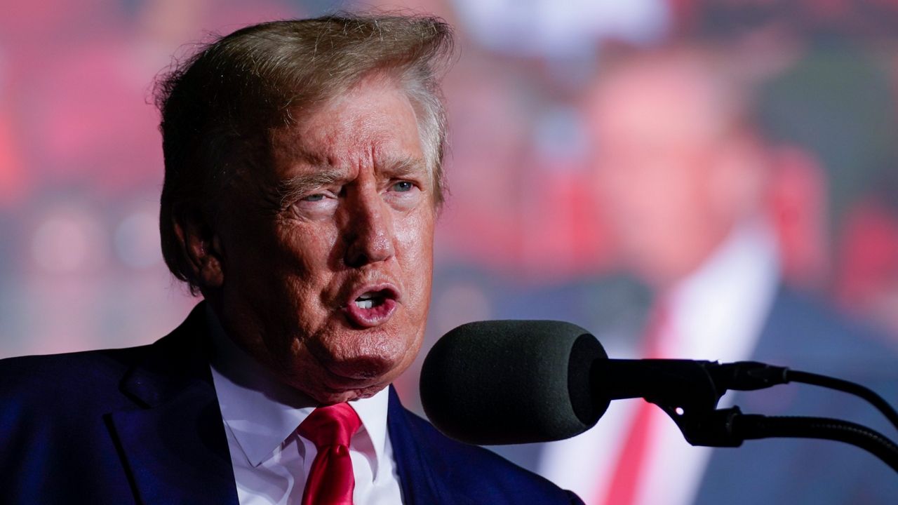 Former President Donald Trump speaks at a rally Aug. 5 in Waukesha, Wis. (AP Photo/Morry Gash, File)