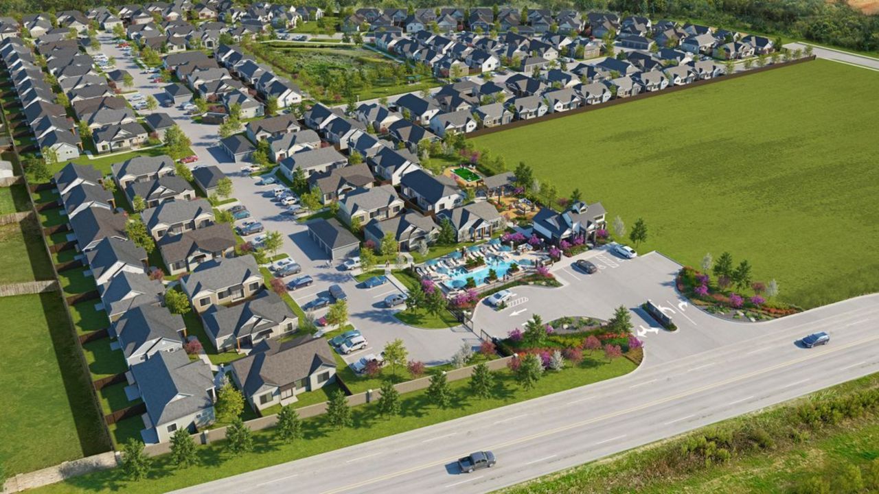 A rendering of a NexMetro built-for-rent community in the Dallas metro area, which the company said is similar in layout and concept to their future community in Odessa. (NexMetro Communities)