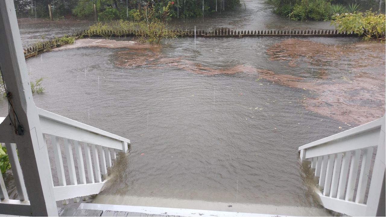 Flooding during Hurricane Dorian in Ocracoke.  Photo by Philip Howard.