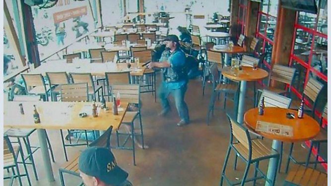 Surveillance video still shot of the Waco biker gang shootout in May 2015. 