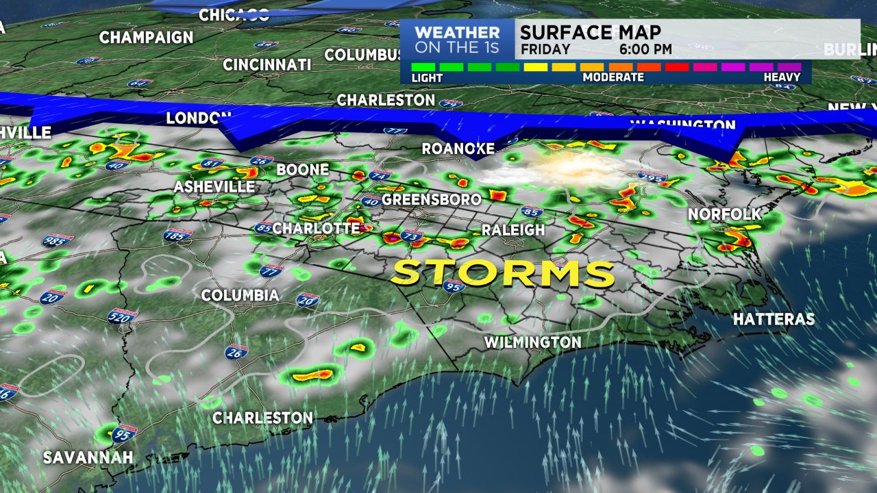 A cold front brings more storms Friday.