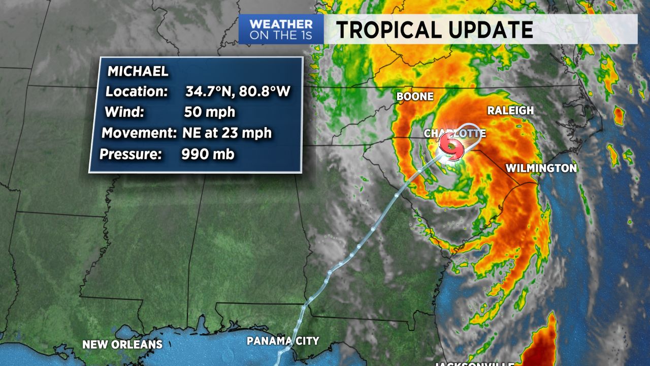 The worst effects from Michael will be felt in Eastern NC for the rest of the day.