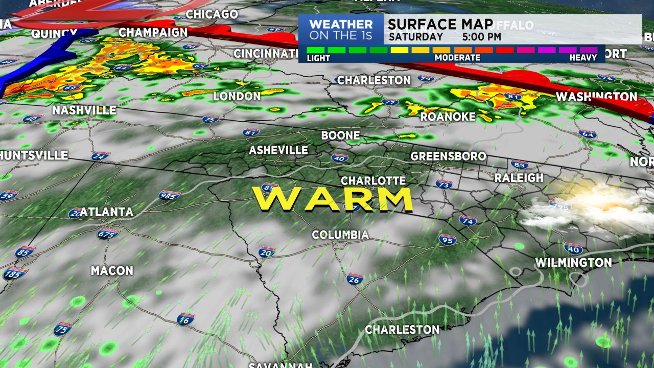 More warm air Saturday with a few showers.