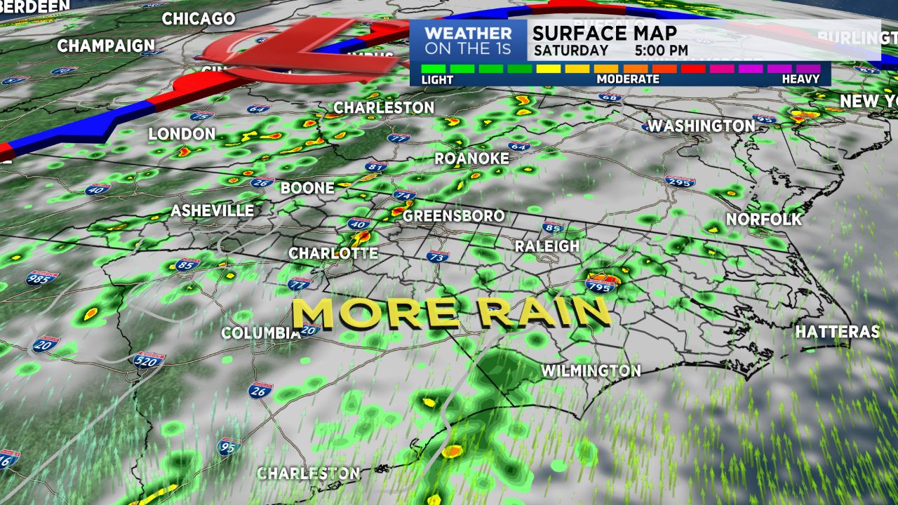 More heavy rain is expected at times on Saturday.