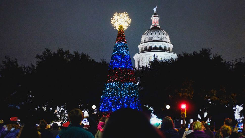 A previous tree-lighting ceremony at the annual Holiday Stroll appears in this file image. (Photos courtesy of the Downtown Austin Alliance. Credit: Corey Mendez)