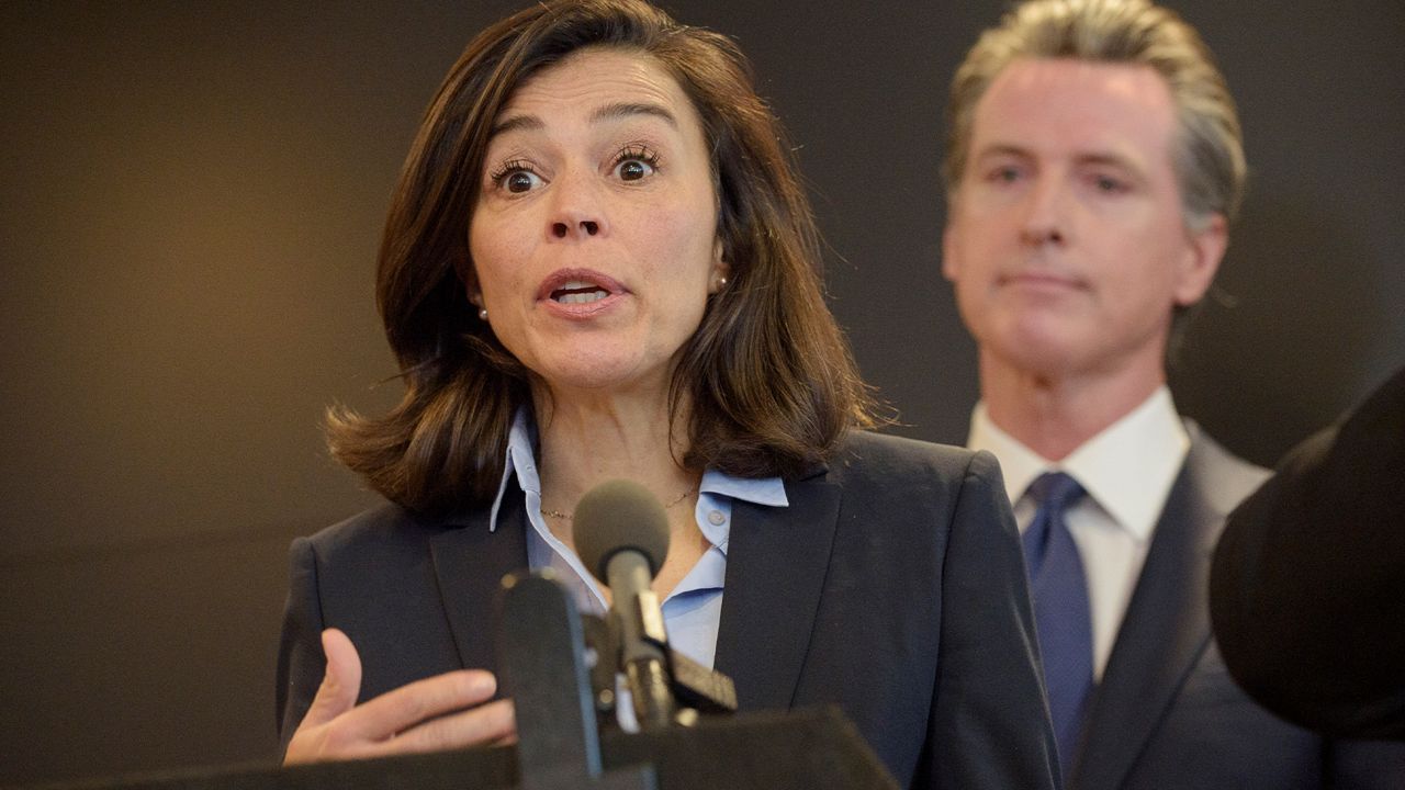 In this Feb. 27, 2020, file photo, California Department of Public Health Director and State Health Officer Dr. Sonia Angell speaks to members of the press at a news conference in Sacramento, Calif.. Angell announced she was departing from her role as director and state public health officer for the California Department of Public Health in a letter to staff that was released Sunday, August 9, 2020. (AP Photo/Randall Benton, File)