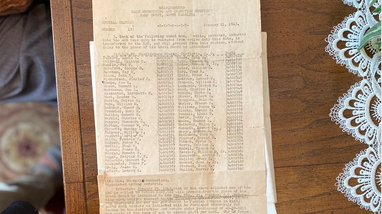Original draft list from 1943.