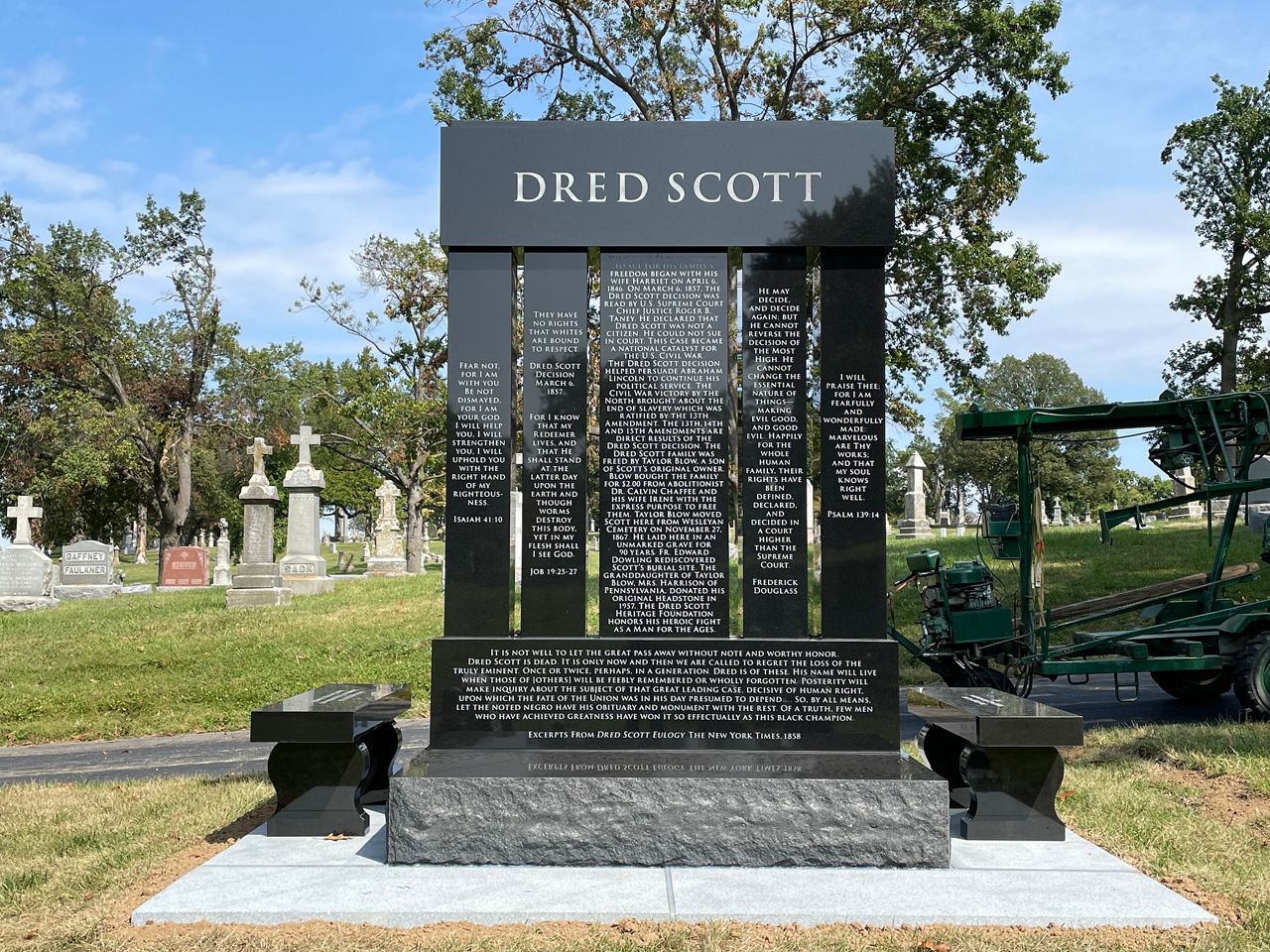 The rear of the monument continues to detail Scott's impact on history. (Spectrum News/Elizabeth Barmeier)