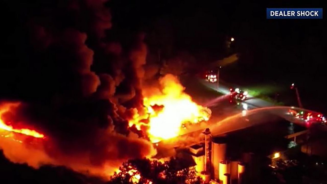 Drone footage of the fire.