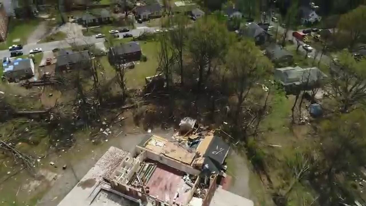 Drone footage of storm damage