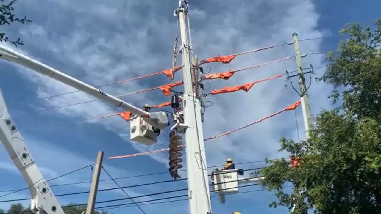 Duke Energy repair crews are trying to restore power to customers in the Clermont area after a car hit a power pole. (Spectrum News)