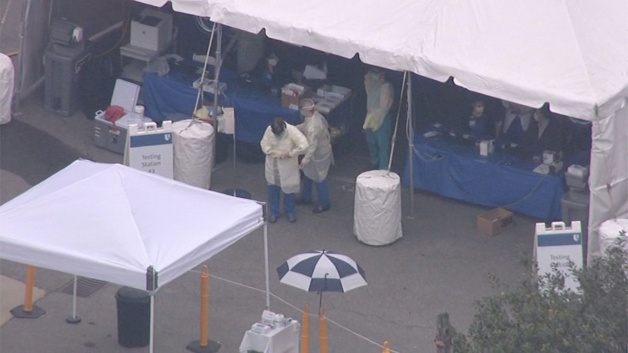 Duke Hospital has setup outdoor tents at its facilities in Durham and Raleigh to screen people for the Coronavirus.