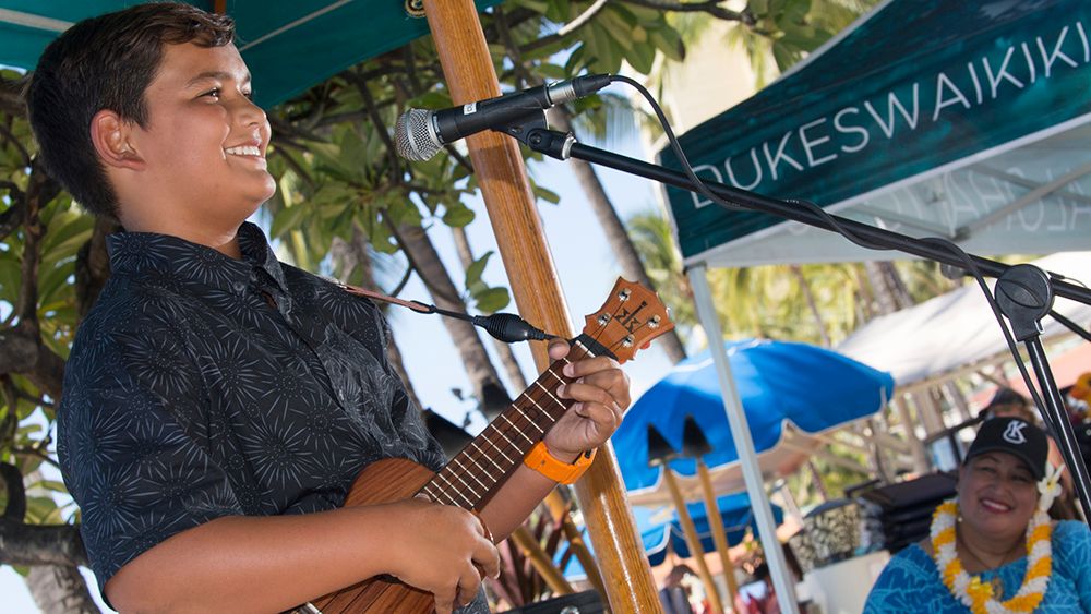 This year's Duke's Ukes makes an in-person return on Oct. 22 with a showcase of island musicians. The competition will be held in 2023. (Photo by Kat Wade)