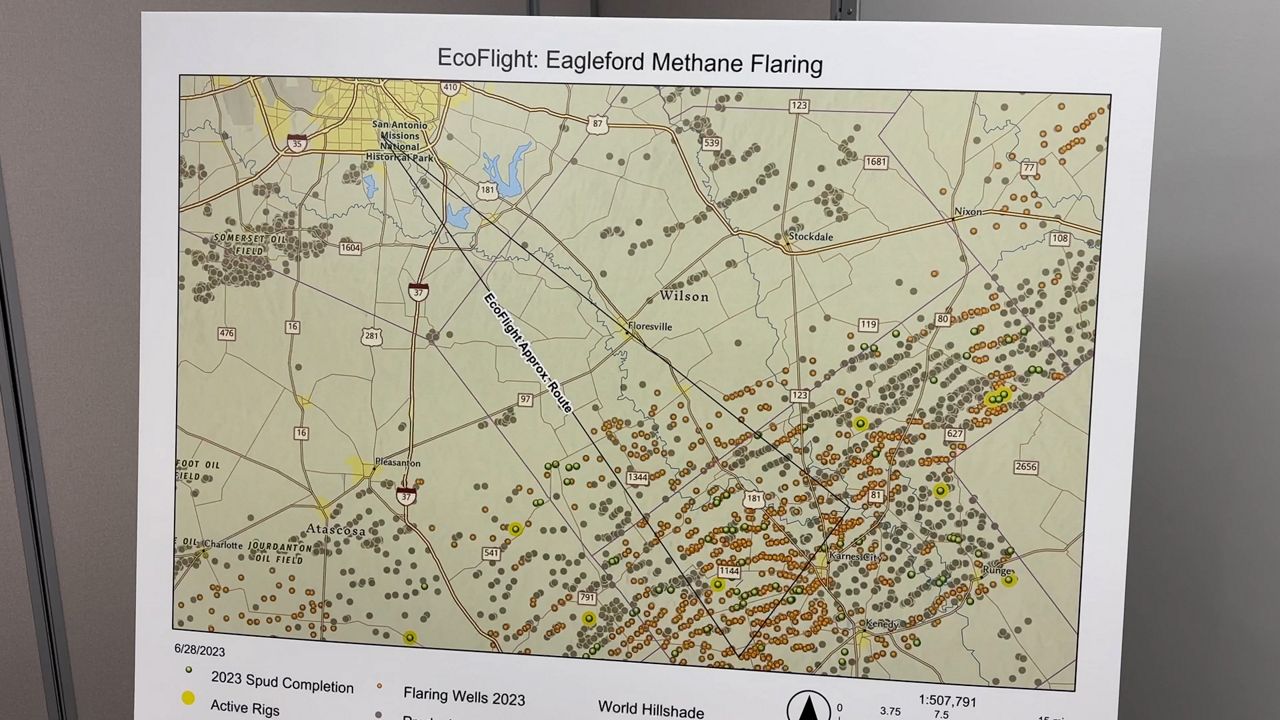 Map of Flaring Wells. (Spectrum News 1/Dylan Scott)