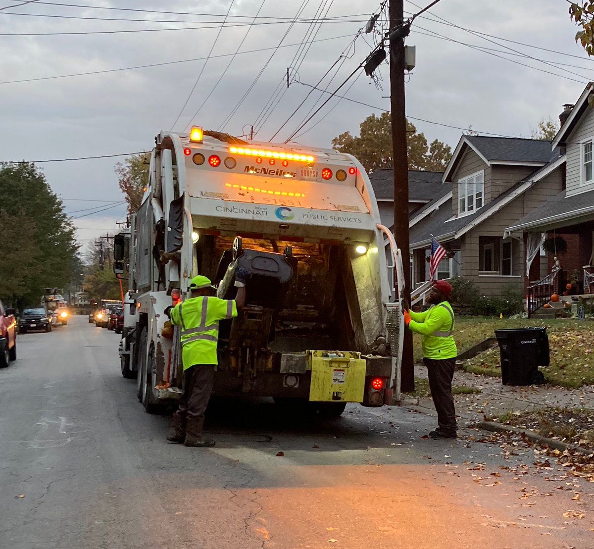Cincinnati garbage truck and sanitation workers