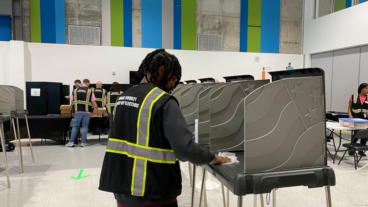 Wake County Board of Elections staff this week prepared for early voting to begin. North Carolina Republicans hope to win back a supermajority in the midterm elections, and with it the power to override Gov. Roy Cooper's veto. (Spectrum News 1/Charles Duncan)