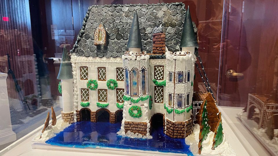 The gingerbread house in the competition must be made of at least 75% gingerbread, and everything must be edible. (Spectrum News 1/Wendy Mills)