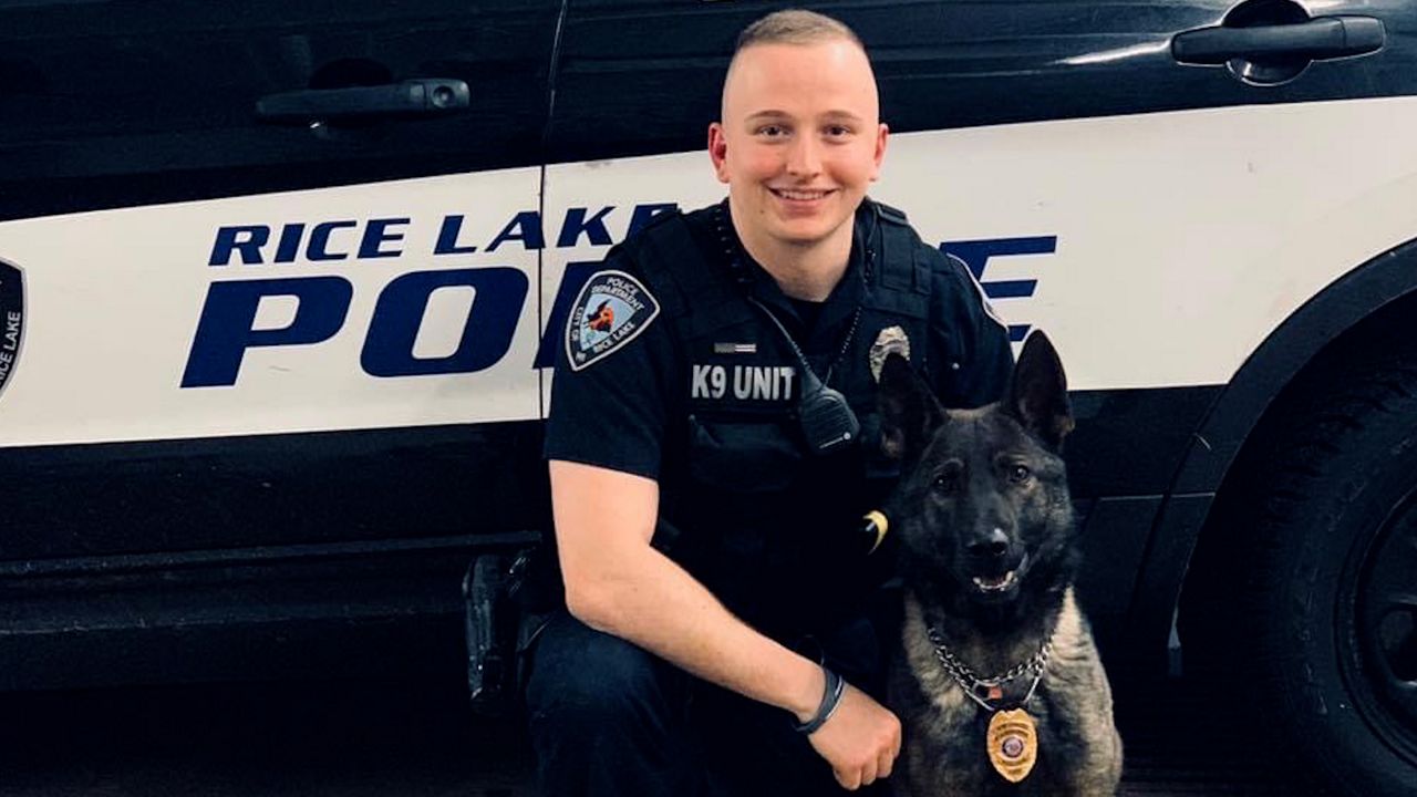 Officer Josh Eckes with K9 Cuff. (Josh Eckes)