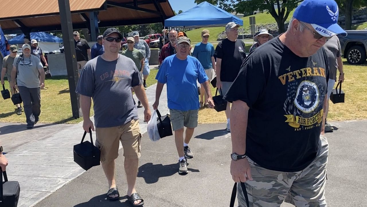 Service members walking 