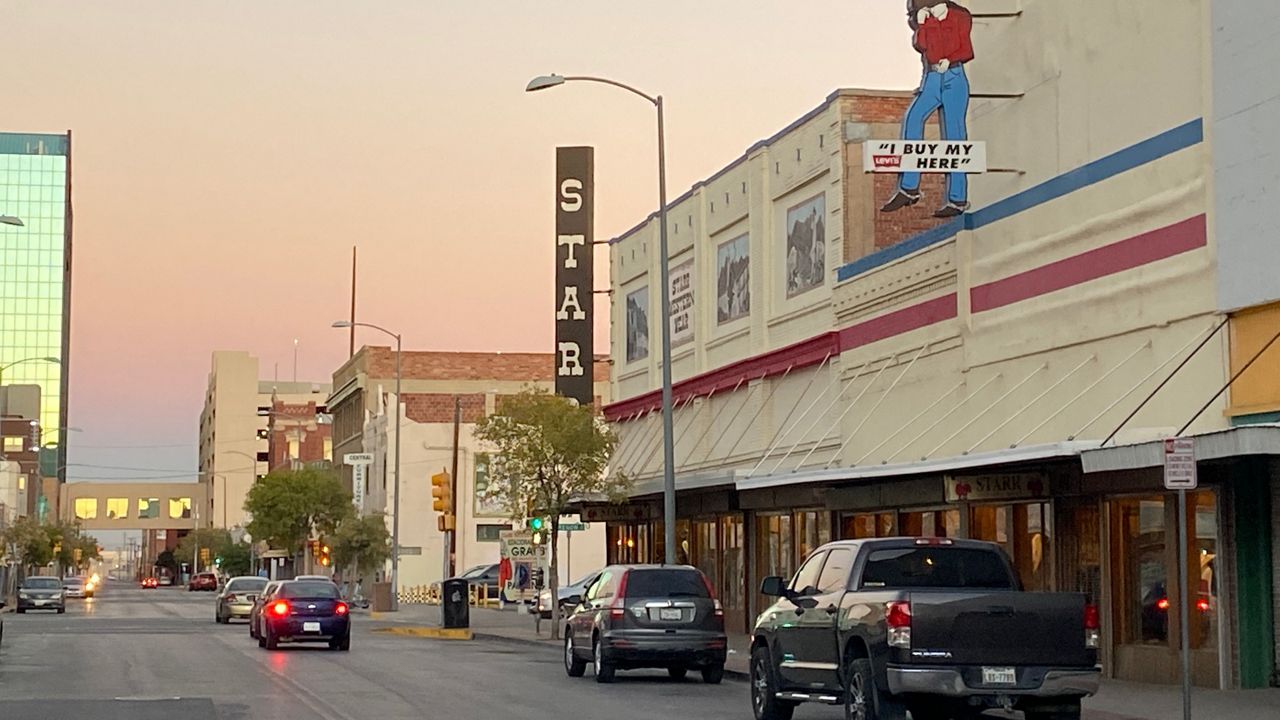 Sunset in downtown El Paso, Texas. Political divisions have deepened in the western Texas city over a court battle to reverse a countywide shutdown order aimed at curbing the spread of COVID. (Photo by Sabra Ayres/ Spectrum News1)