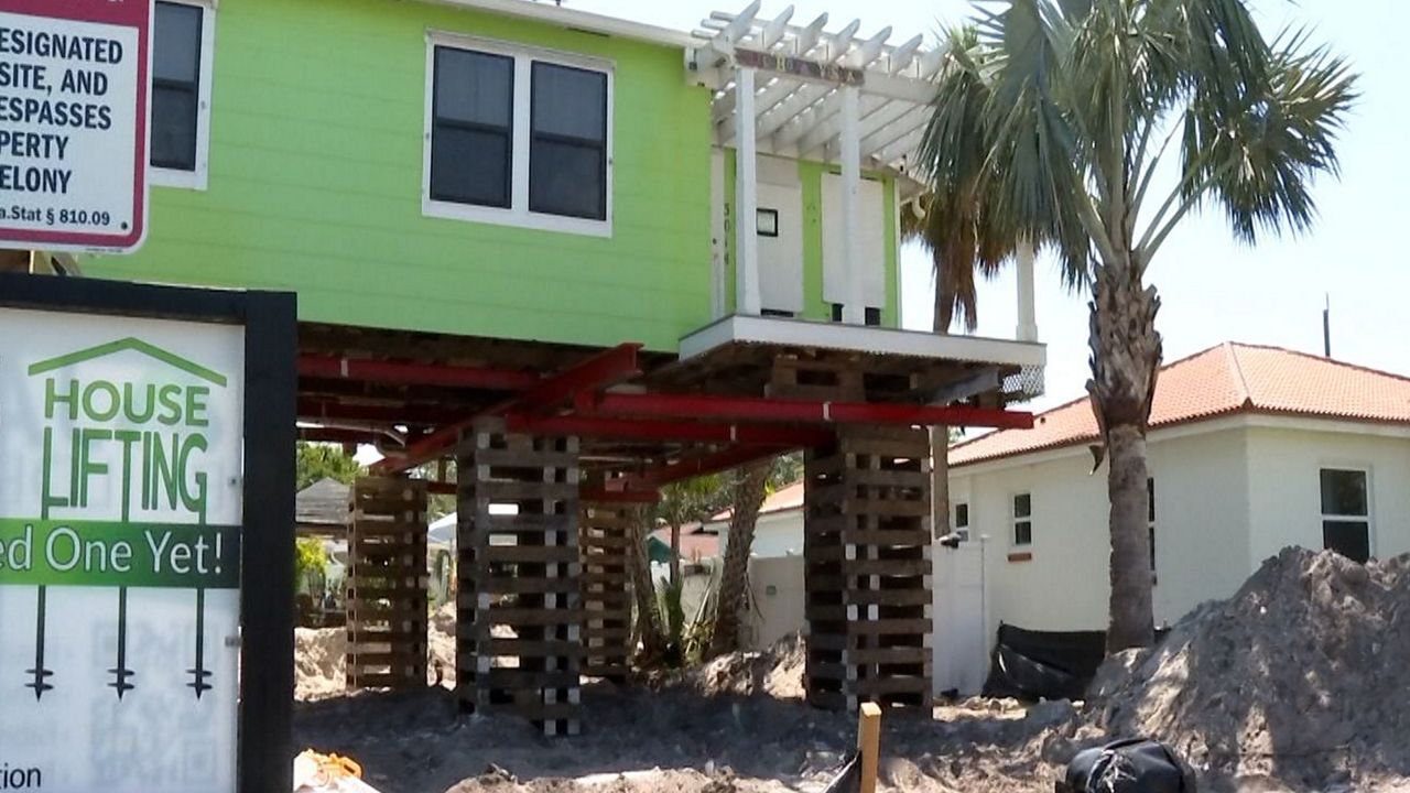 Elevated home under construction in Gulfport (Jeff Joiner / Spectrum News)