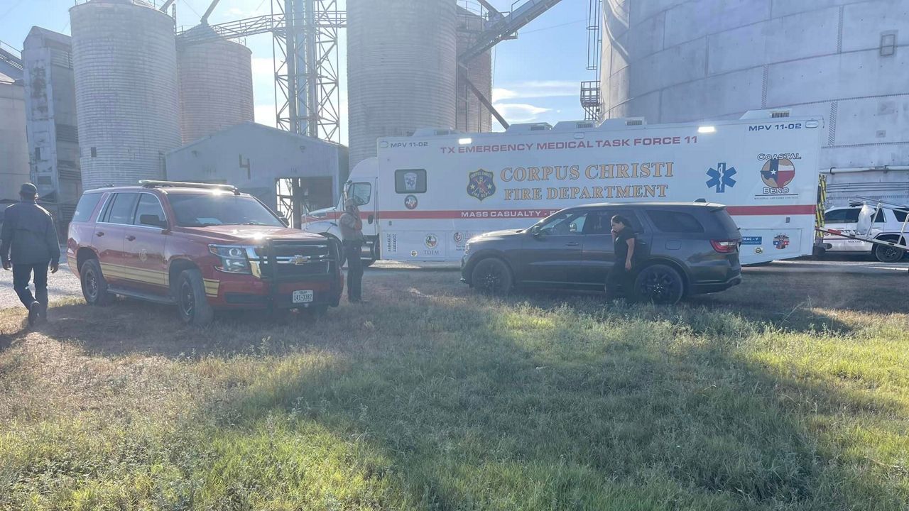 Law enforcement on scene at the elevator collapse. (Bee County Sheriff's Office Facebook)