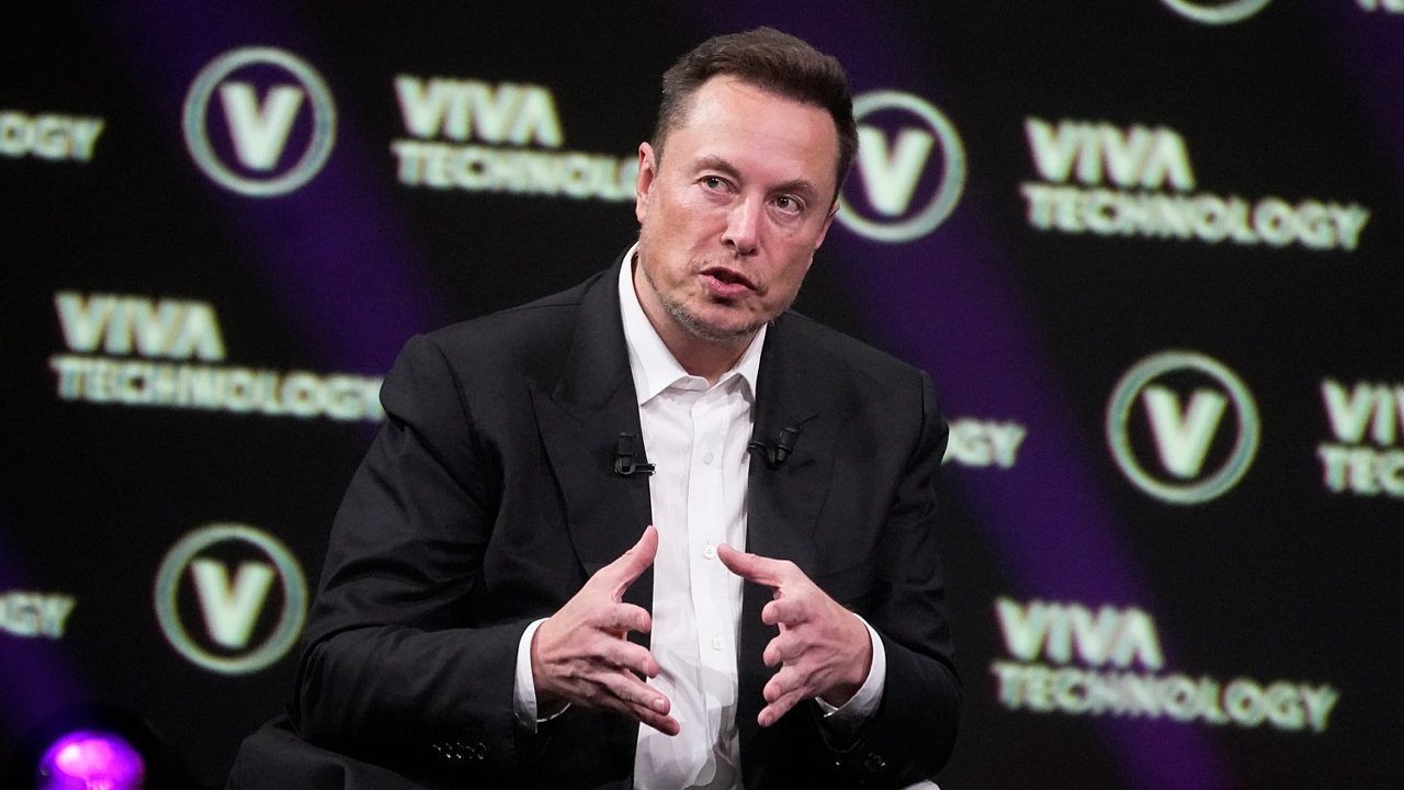 Elon Musk, who owns the social media network X, Tesla and SpaceX, speaks at the Vivatech fair, June 16, 2023, in Paris. (AP Photo/Michel Euler, File)