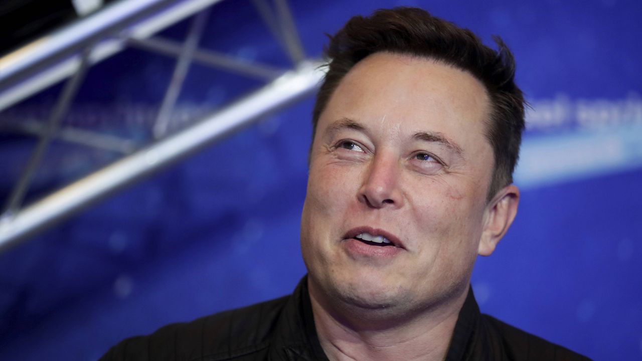 An image of Elon Musk at the red carpet for the Axel Springer media award in Berlin on Dec. 1, 2020. (AP) 