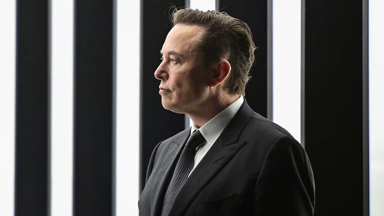 Elon Musk attends the opening of the Tesla factory Berlin Brandenburg in Gruenheide, Germany, March 22, 2022. (Patrick Pleul/Pool via AP, File)