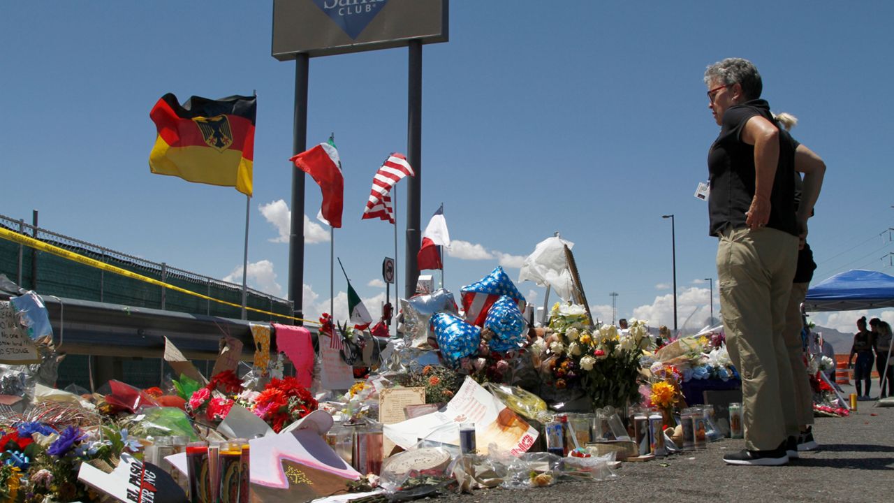 Makeshift memorial near the Walmart in El Paso. (AP Photo/Cedar Attanasio)