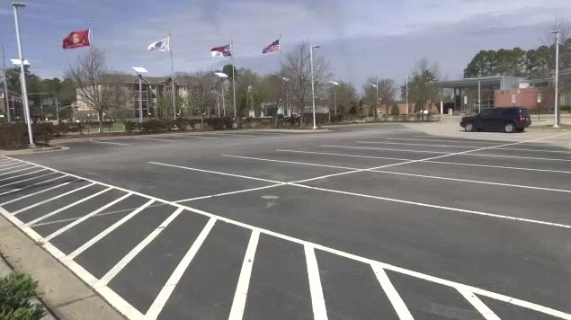 Empty parking spaces at the Airborne and Special Operations Museum in Fayetteville may be a sign of social distancing in reaction to the coronavirus outbreak.