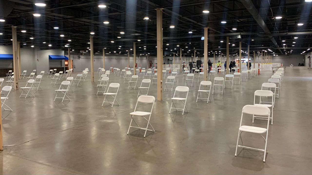Those receiving the vaccine will stay seated in the mega site socially distanced until it's time to receive their shot. (Photo Source: City of Dallas)