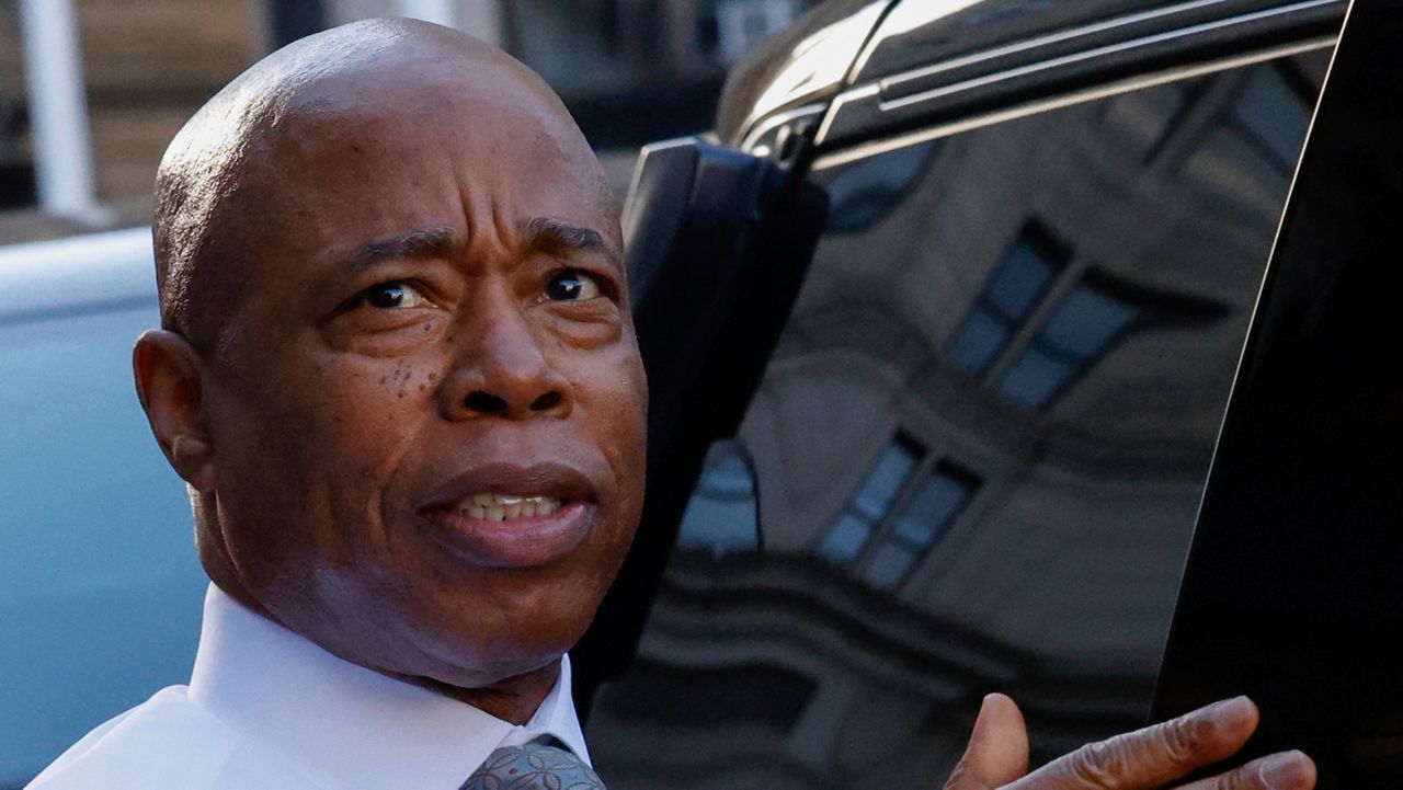 New York City Mayor Eric Adams exits from the US federal court house in New York, Friday, Nov. 01, 2024. (AP Photo/Kena Betancur)