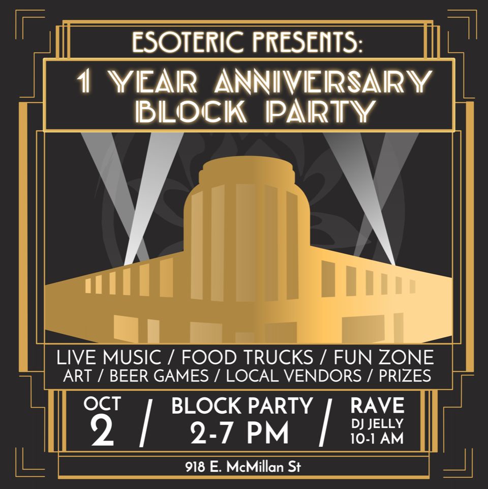 Flier for the block party at Esoteric Brewing on Oct. 2.