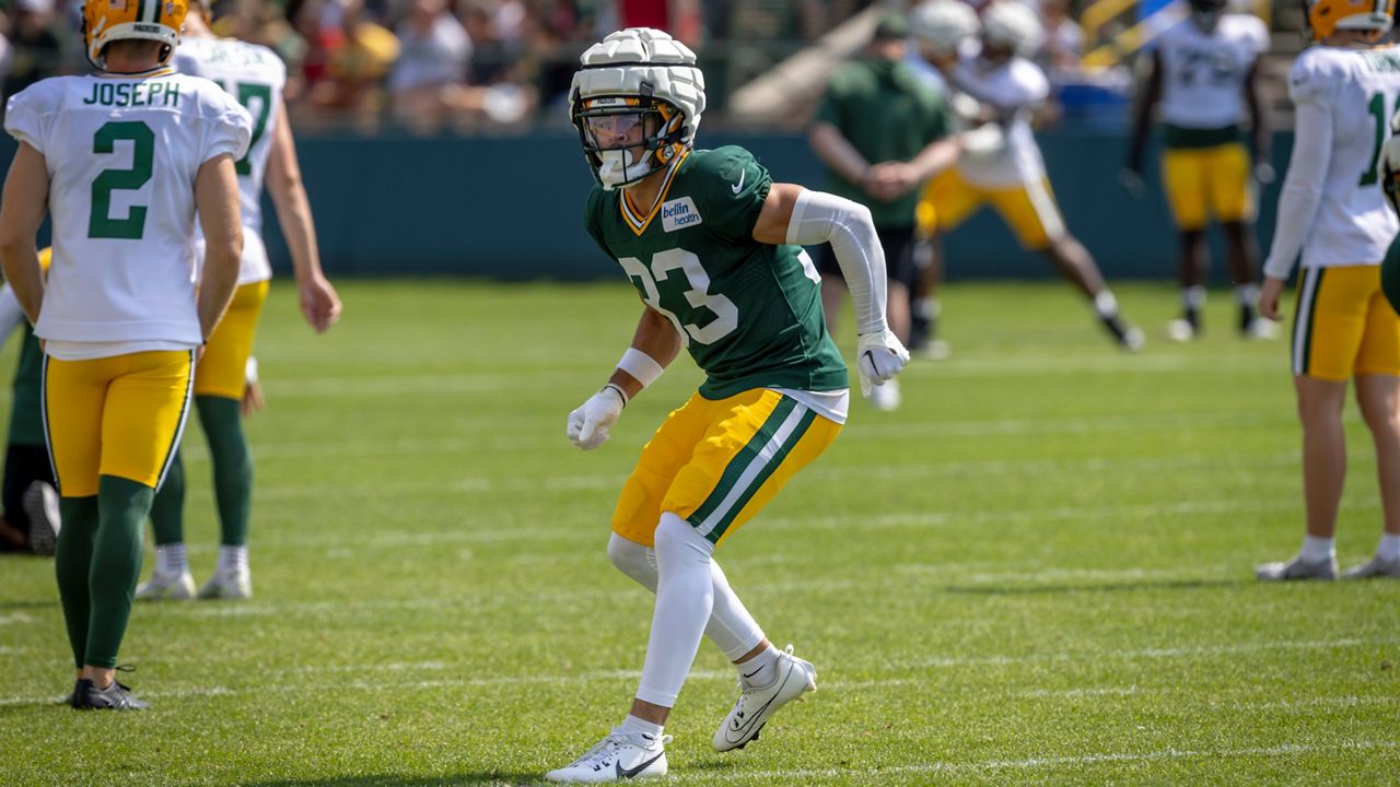 Green Bay Packers' Evan Williams during NFL football training camp Saturday, July. 27, 2024, in Green Bay, Wis. (AP Photo/Mike Roemer)