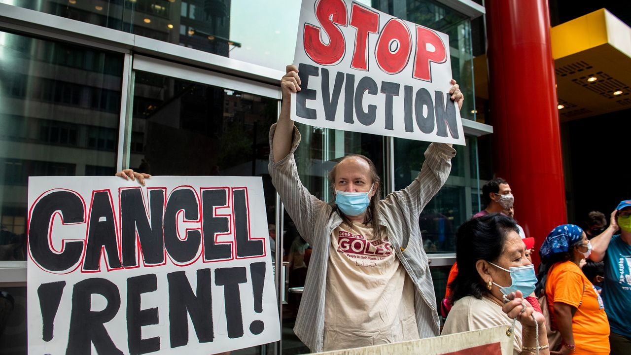 March calling for protection against evictions. (AP Images)
