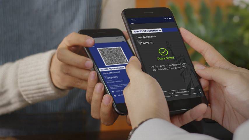 The new "Excelsior Pass" app is a digital pass that New Yorkers can download to show proof of vaccination or a negative COVID-19 test. (NY Governor's Press Office via AP, File)
